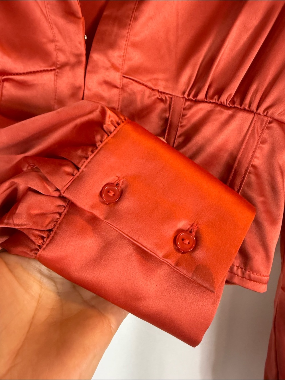 HYFVE Coral Satin Cropped Corset Blouse. Size:S - Picture 8 of 13